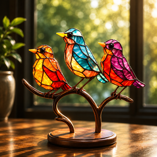 Stained Glass Bird Suncatcher Decoration