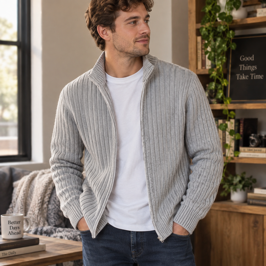 Men's Zip Up Knit Cardigan