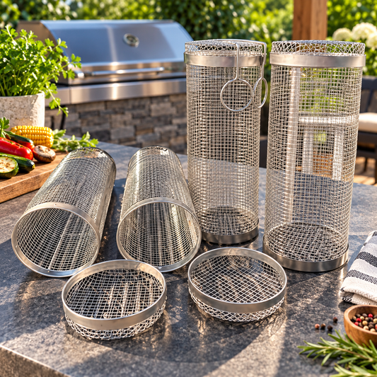 Rolling BBQ Grill Basket