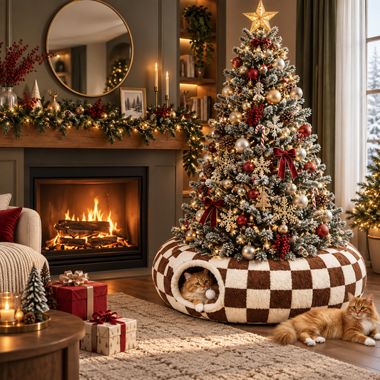 Christmas Tree Skirt Cat Tunnel