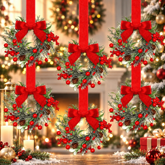 Mini Christmas Wreath Set of 6