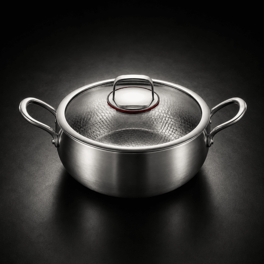 Hand-Hammered Deep Titanium Pot