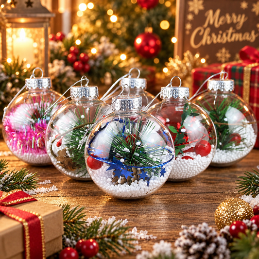 Clear Fillable Ornaments, Set of 24