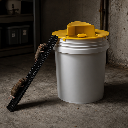 Humane Flip-and-Slide Bucket Mouse Trap
