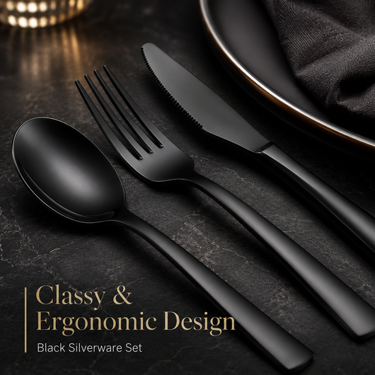 Black Stainless Steel Cutlery Set