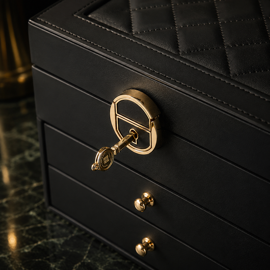Multilayer Leather Jewelry Box with Lock