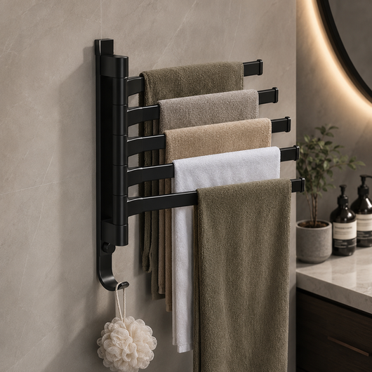 Black Swivel Towel Rack for Bathroom