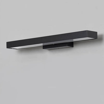 Slim black outdoor light shown on a patio wall