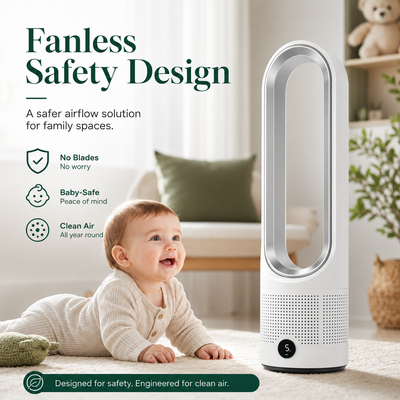 Bladeless Tower Fan with Air Purifier