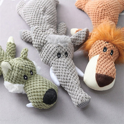 Plush squeaky dog toy fabric texture close up
