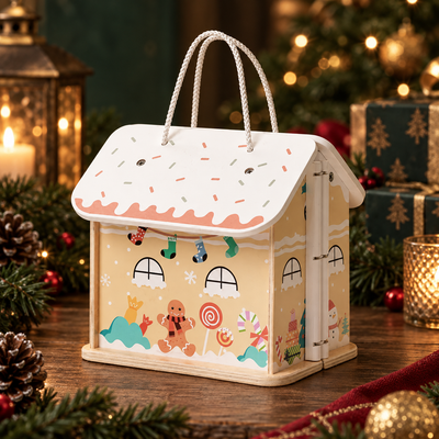 Wooden Christmas Dollhouse Playset