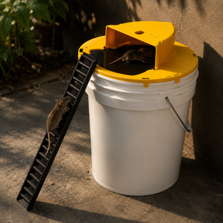 Humane Flip-and-Slide Bucket Mouse Trap