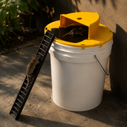 Humane Flip-and-Slide Bucket Mouse Trap