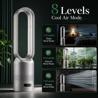 Bladeless Tower Fan with Air Purifier