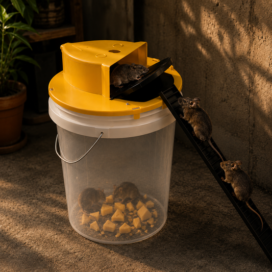 Humane Flip-and-Slide Bucket Mouse Trap