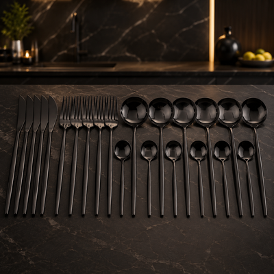 Black Stainless Steel Cutlery Set