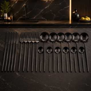 Black Stainless Steel Cutlery Set