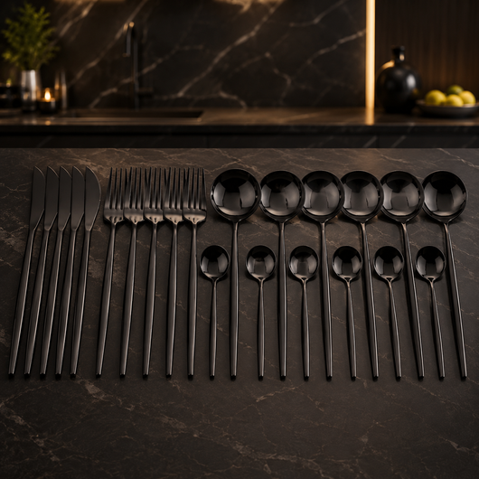 Black Stainless Steel Cutlery Set