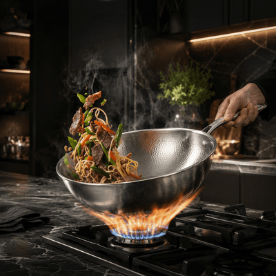 Titanium Wok Pan with Flat Bottom