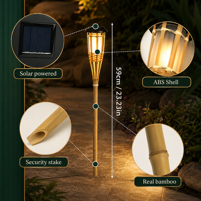 Solar Bamboo Flame Lights 2-Pack