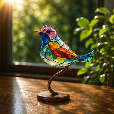 Stained Glass Bird Suncatcher Decoration