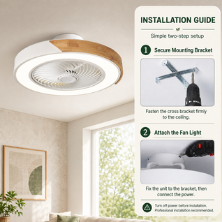 Wood Accent Flush Mount Ceiling Fan