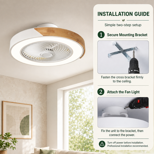 Wood Accent Flush Mount Ceiling Fan
