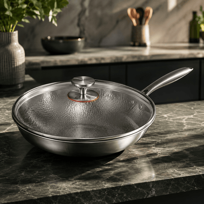 Titanium Wok Pan with Flat Bottom