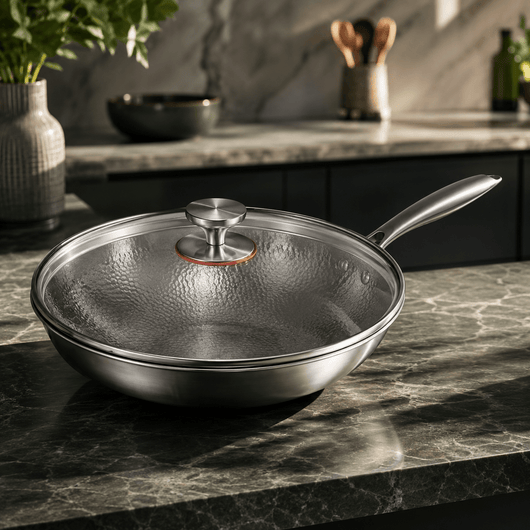 Titanium Wok Pan with Flat Bottom