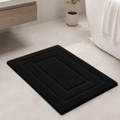 Microfiber bath mat pile thickness shown from the side