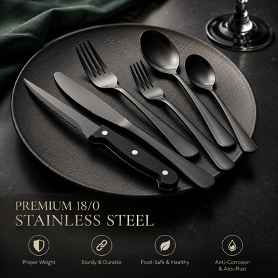 Black Stainless Steel Cutlery Set