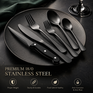 Black Stainless Steel Cutlery Set