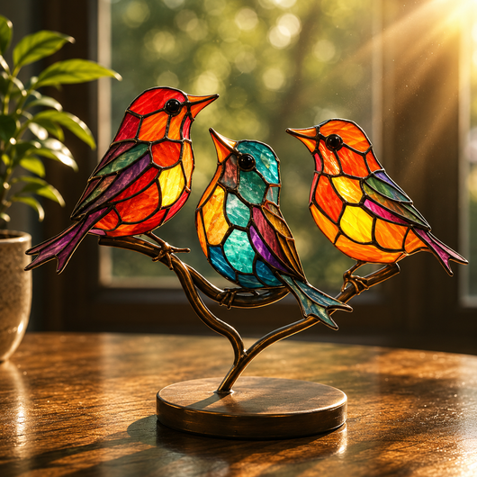 Stained Glass Bird Suncatcher Decoration