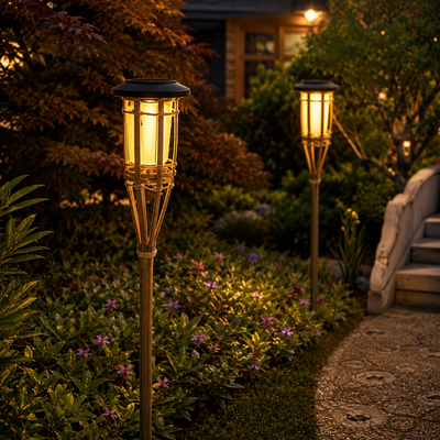 Solar Bamboo Flame Lights 2-Pack