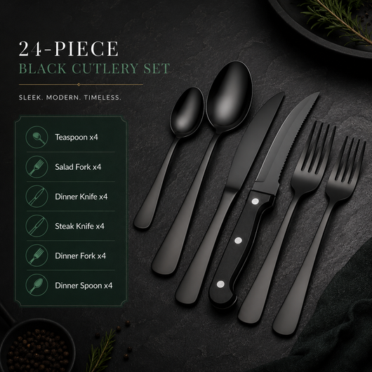 Black Stainless Steel Cutlery Set