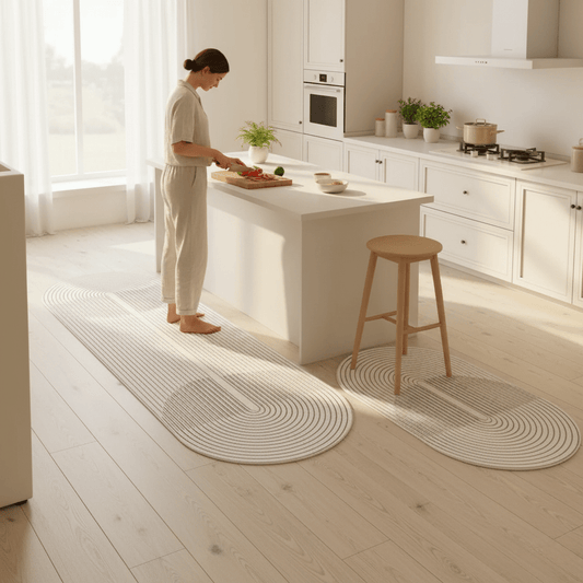 Kitchen runner mat surface and non slip backing detail