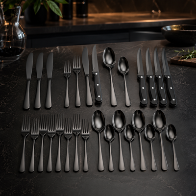 Black Stainless Steel Cutlery Set