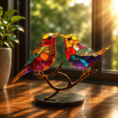 Stained Glass Bird Suncatcher Decoration