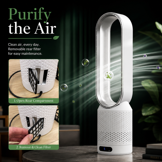 Bladeless Tower Fan with Air Purifier