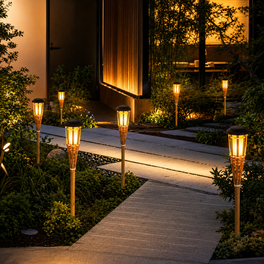 Solar Bamboo Flame Lights 2-Pack