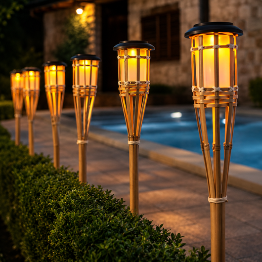 Solar Bamboo Flame Lights 2-Pack