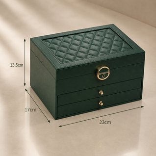 Multilayer Leather Jewelry Box with Lock