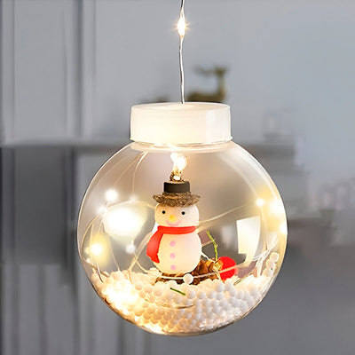 LED Christmas ball string lights hanging as a curtain