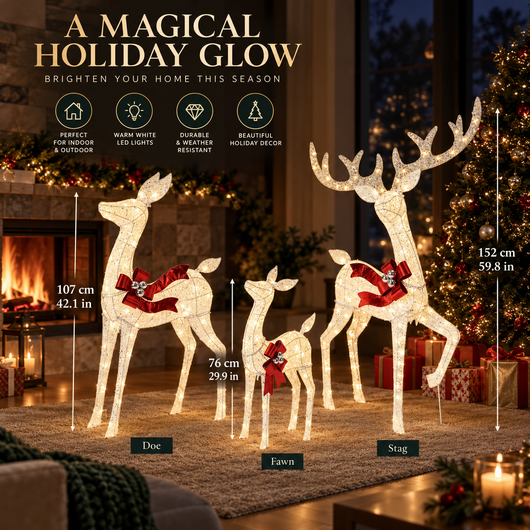 LED Reindeer Outdoor Christmas Set