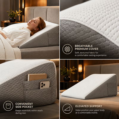 Gel Memory Foam Bed Wedge Pillow