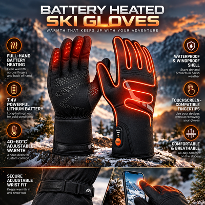Heated Waterproof Ski Gloves