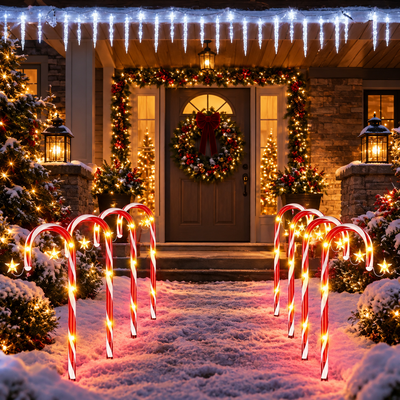 Solar Candy Cane Pathway Lights