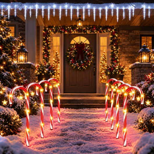 Solar Candy Cane Pathway Lights
