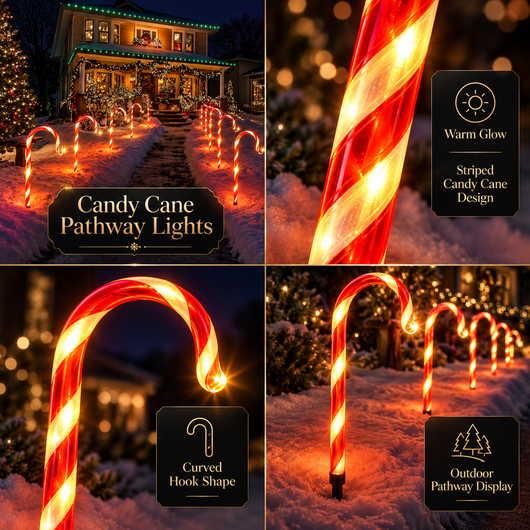 Solar Candy Cane Pathway Lights