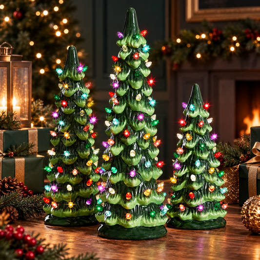 Retro Light-Up Tabletop Christmas Tree